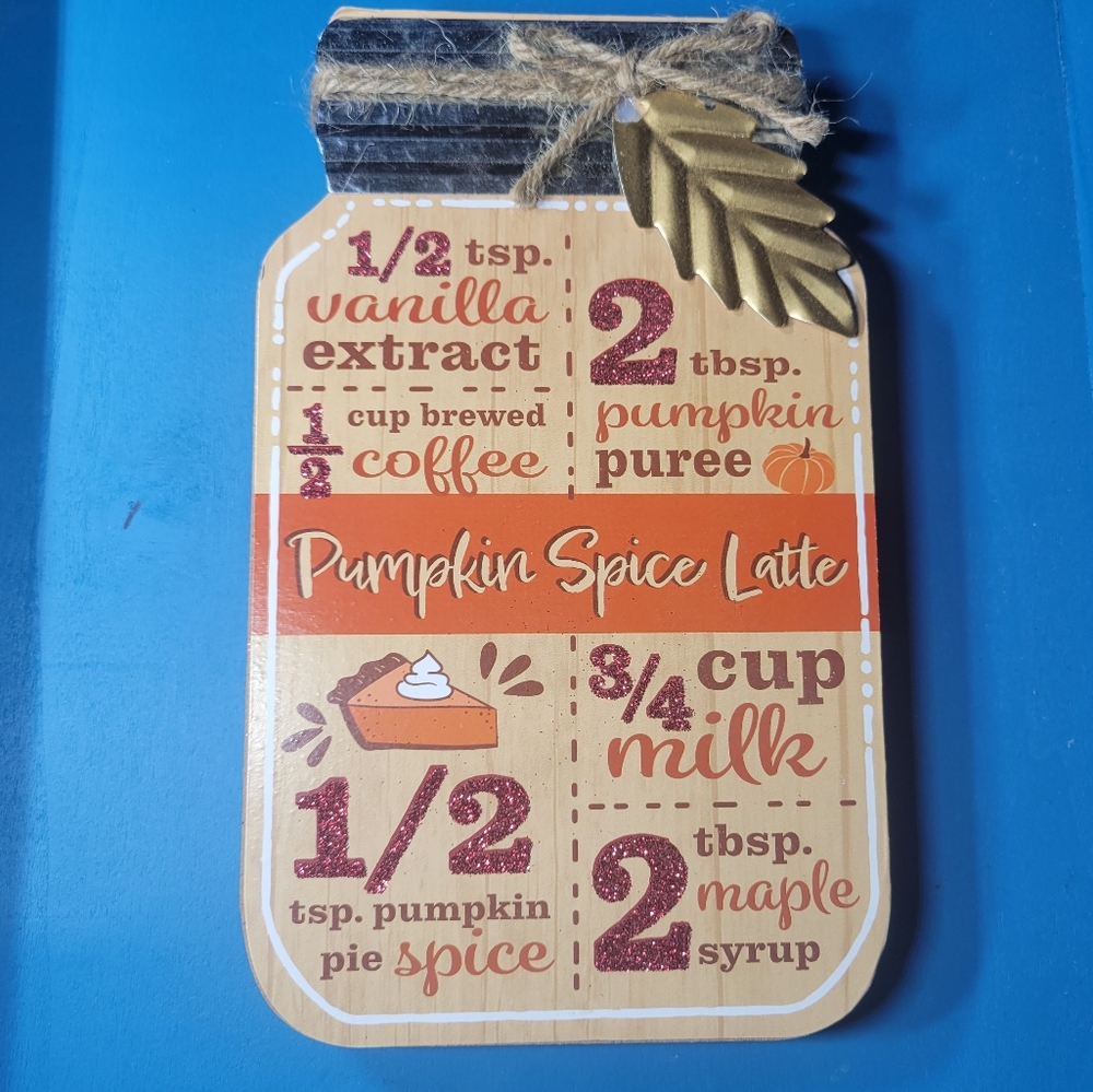 I Love You Pumpkin Spice Latte Wooden Decor NEW